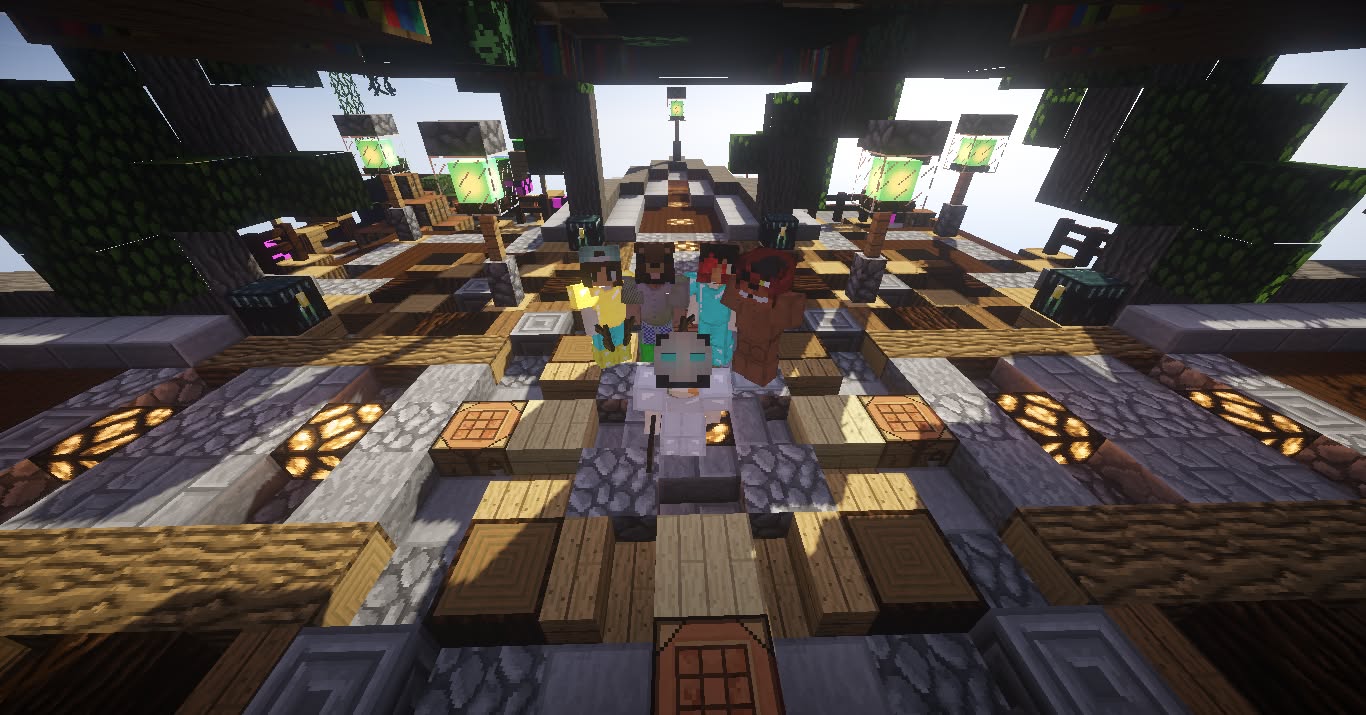 A group of players standing together at spawn