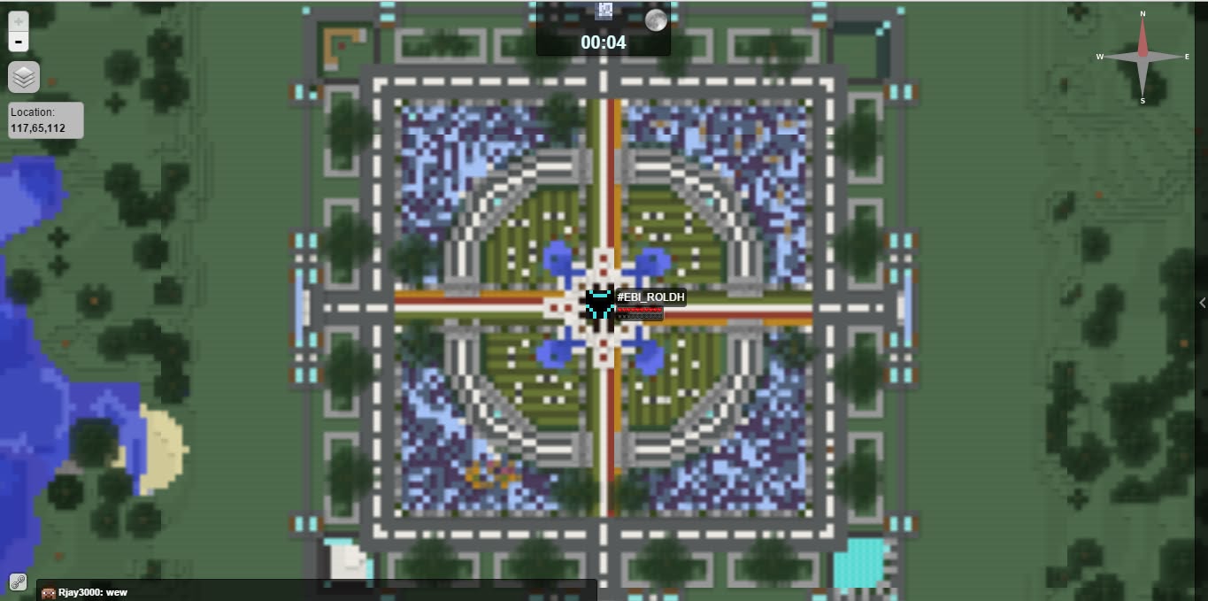 Top-down live map view of the spawn city